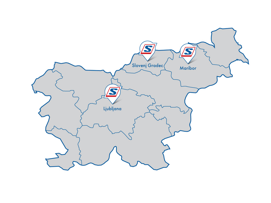 Zemljevid Schrack Technik poslovalnice Slovenija